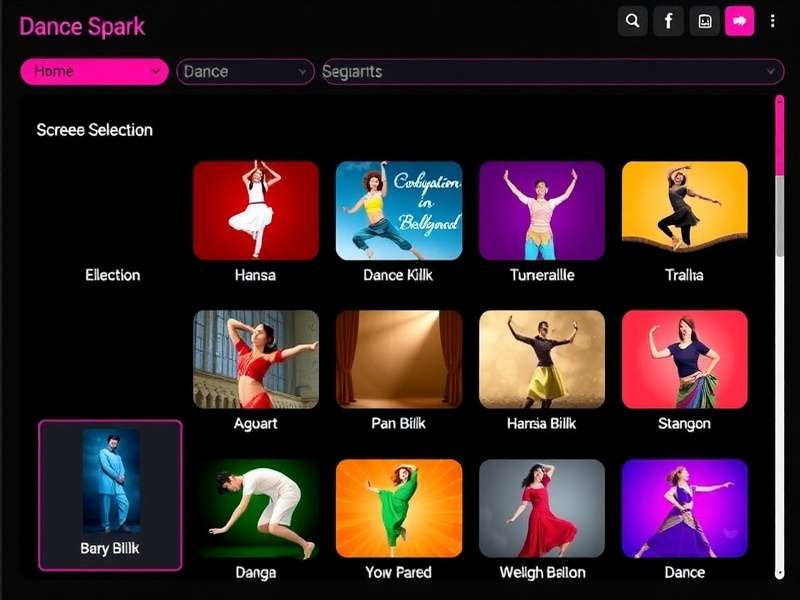 Dance Spark Bollywood Language Selection Screen